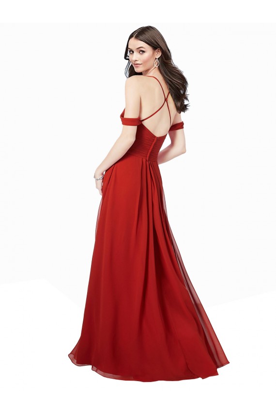 Sleeveless Sweetheart Soft Chiffon Dark Red Long Bridesmaid Dress London