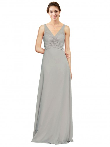 Sleeveless Sweetheart Soft Chiffon Silver Long Bridesmaid Dress London