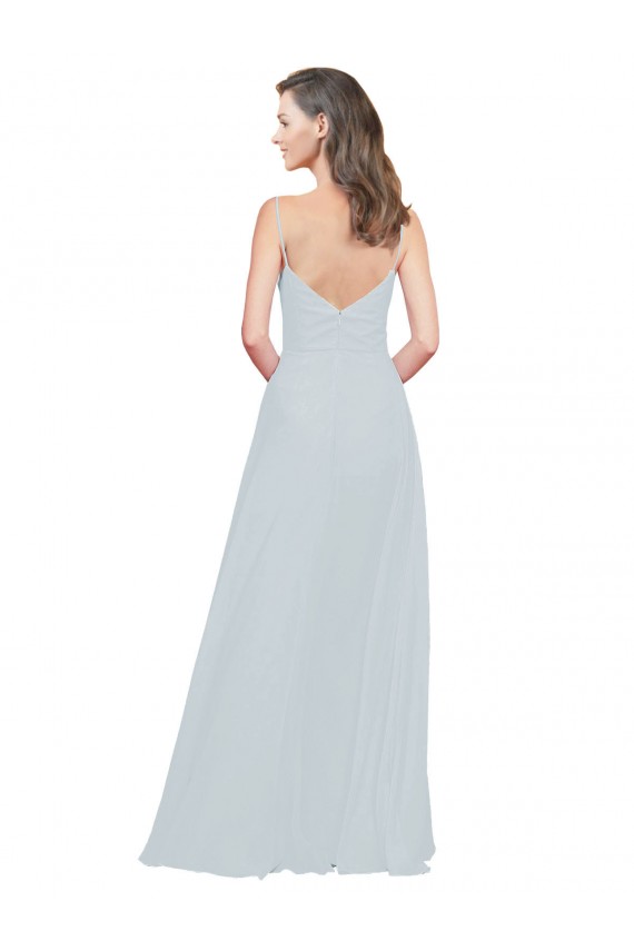 Sleeveless Spaghetti Straps Soft Chiffon Frost Long Bridesmaid Dress London