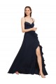 Sleeveless V-Neck Soft Chiffon Dark Navy Long Bridesmaid Dresses London