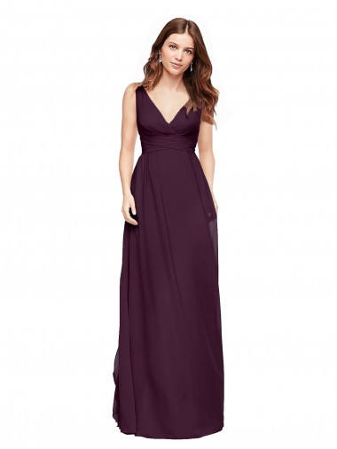 Sleeveless V-Neck Chiffon Grape Long Evening Gowns / Bridesmaid Dresses London