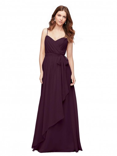Sleeveless V-Neck Soft Chiffon Grape Long Bridesmaid Dress / Formal Dress London