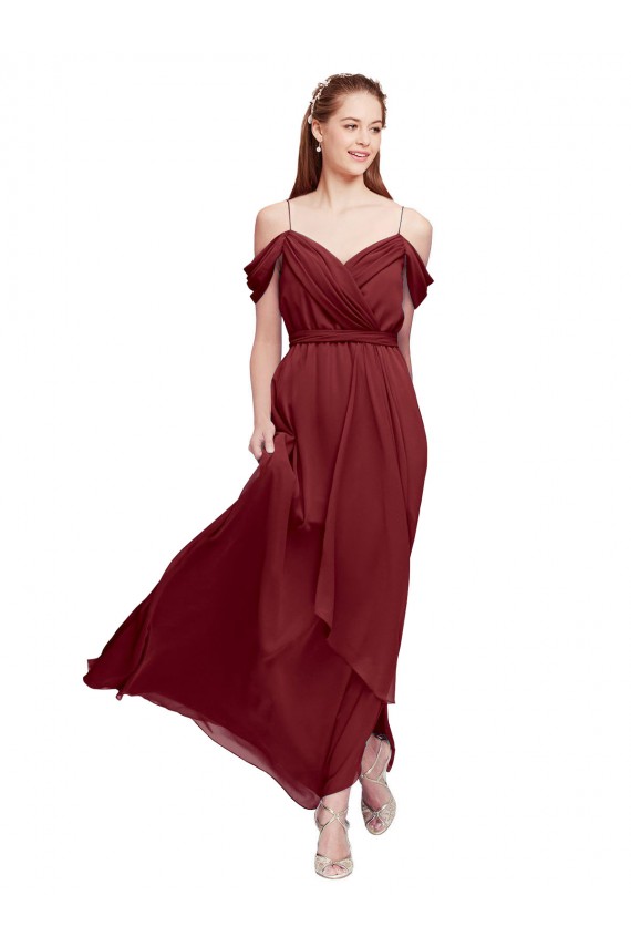Sleeveless Sweetheart Soft Chiffon Burgundy Long Formal Dress / Bridesmaid Dress London