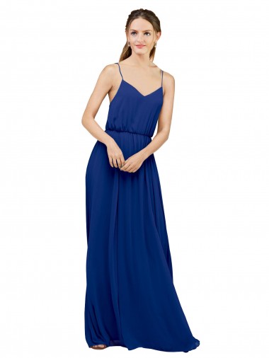 Sleeveless Sweetheart Chiffon Royal Blue Long Bridesmaid Dress / Evening Dress London
