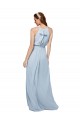 Sleeveless High Neck Soft Chiffon Royal Blue A-Line Long Bridesmaid Dress London