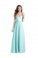 Sleeveless V-Neck Soft Chiffon & Satin Waterfall Long Bridesmaid Dress London