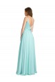 Sleeveless V-Neck Soft Chiffon & Satin Waterfall Long Bridesmaid Dress London