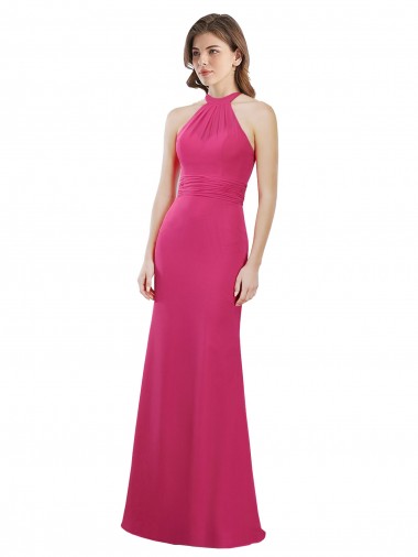 Sleeveless High Neck Soft Chiffon Ruby Long Bridesmaid Dress London