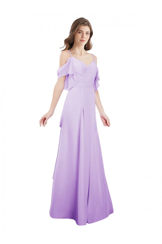 Cold Shoulder Sweetheart Soft Chiffon Lilac Long Formal Dress / Bridesmaid Dress London