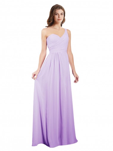 Sleeveless One Shoulder Chiffon Lilac Long Bridesmaid Dress / Evening Dress London