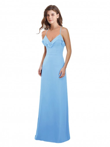 Sleeveless Sweetheart Soft Chiffon Periwinkle Long Bridesmaid Dress London