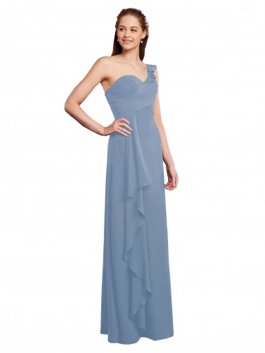 Sleeveless Sweetheart Chiffon Dusty Blue Long Formal Dress / Bridesmaid Dress London