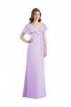 Cold Shoulder V-Neck Soft Chiffon Lilac Long Bridesmaid Dresses London