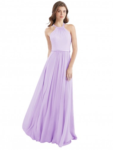 Sleeveless Halter Neck Chiffon Lilac Long Bridesmaid Dress / Evening Dress London
