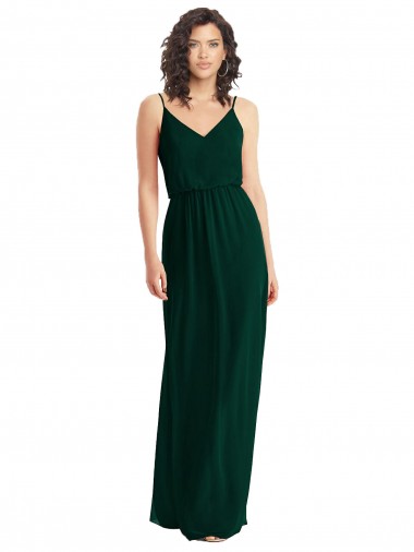 Sleeveless V-Neck Soft Chiffon Ever Green Long Semi Formal Evening Dress / Bridesmaid Dress London