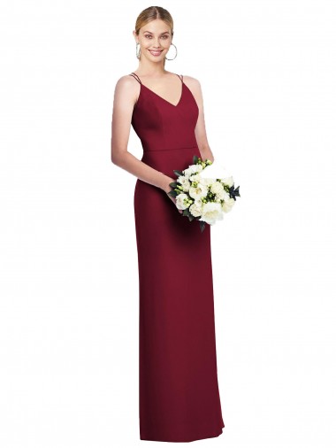 Sleeveless V-Neck Soft Chiffon Burgundy Long Formal Dress / Bridesmaid Dress London