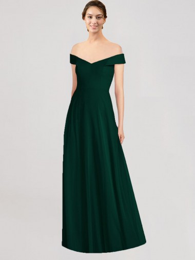 Sleeveless V-Neck Soft Chiffon Ever Green Long Formal Dress / Bridesmaid Dress London