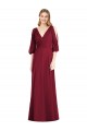 Bell Sleeves V-Neck Soft Chiffon Burgundy Long Formal Dress / Bridesmaid Dress London