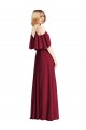 Cold Shoulder V-Neck Chiffon Royal Blue Long Bridesmaid Dress London