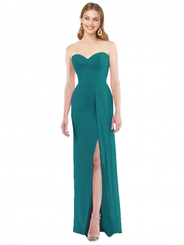 Sleeveless Strapless Soft Chiffon Hunter Long Bridesmaid Dress London