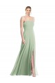 Sleeveless Square Neck Soft Chiffon Sage Long Formal Evening Gown / Bridesmaid Dress London
