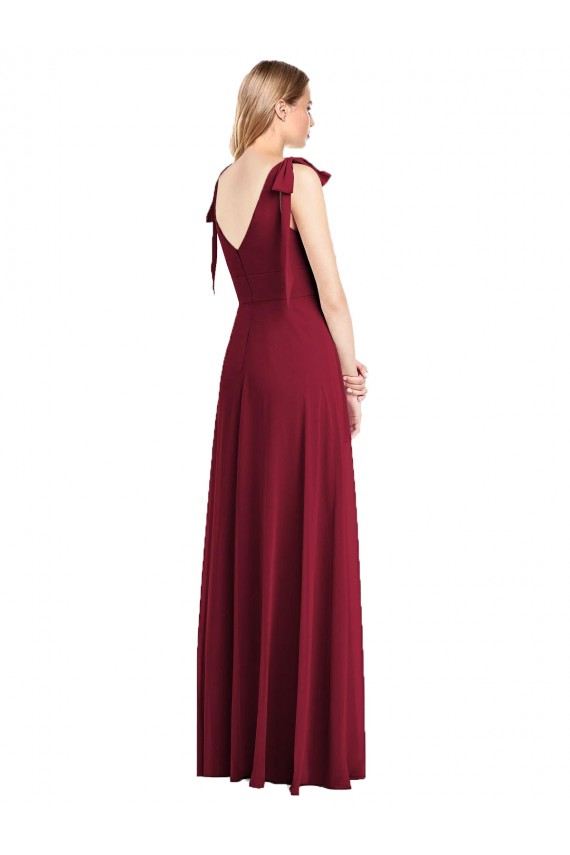Sleeveless V-Neck Soft Chiffon Coral Trumpet Long Bridesmaid Dress London