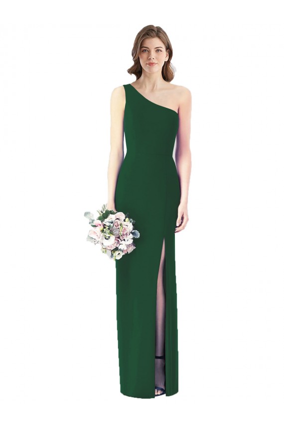 Sleeveless One Shoulder Soft Chiffon Dark Green Long Bridesmaid Dress London
