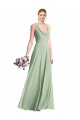 Sleeveless Cowl Neck Chiffon Sage Long Bridesmaid Dress / Evening Dress London
