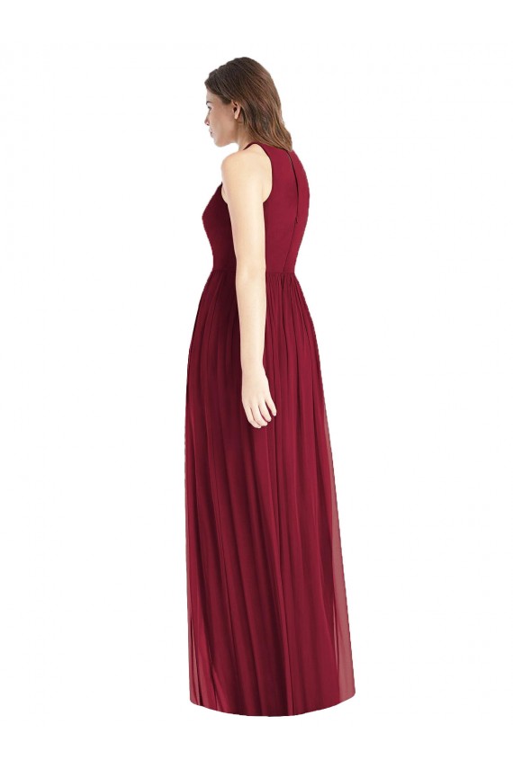 Sleeveless Halter Neck Soft Chiffon Lilac Long Bridesmaid Dress London