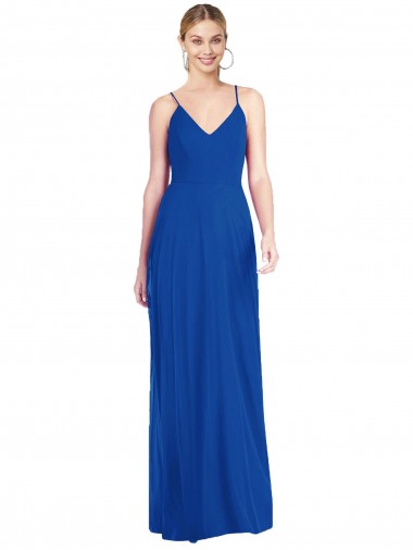 Sleeveless V-Neck Soft Chiffon Royal Blue Long Formal Dress / Bridesmaid Dress London