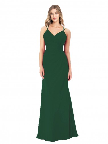 Sleeveless Sweetheart Soft Chiffon Dark Green Long Bridesmaid Dress London