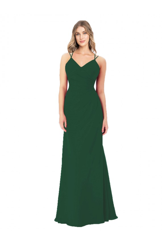 Sleeveless Sweetheart Soft Chiffon Dark Green Long Bridesmaid Dress London