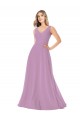 Sleeveless V-Neck Soft Chiffon Dark Lavender Long Bridal Party Dress London