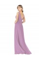 Sleeveless V-Neck Soft Chiffon Dark Lavender Long Bridal Party Dress London