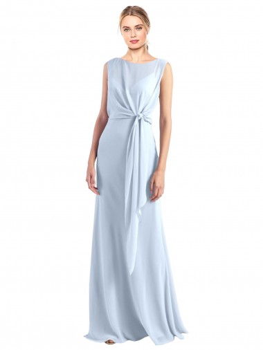 Sleeveless V-Neck Chiffon Light Sky Blue Long Bridesmaid Dress / Evening Gowns London
