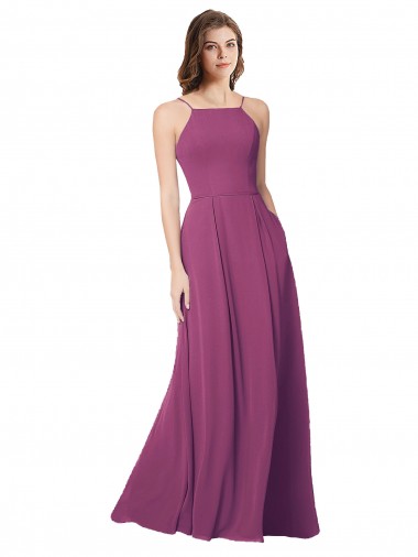 Sleeveless Strapless Soft Chiffon Wild Berry Long Bridesmaid Dress London