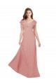 Flutter Sleeves V-Neck Chiffon Bliss Pink Long Bridesmaid Dress / Evening Dress London