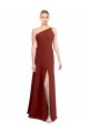 Sleeveless One Shoulder Soft Chiffon Burgundy Long Formal Dress / Bridesmaid Dress London
