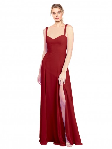 Sleeveless Sweetheart Soft Chiffon Red Long Bridesmaid Dress London