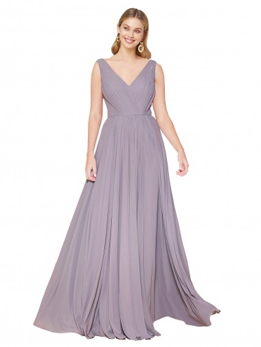 Sleeveless High Neck Soft Chiffon Dusty Rose Long Formal Evening Gown / Prom Dress / Bridesmaid Dress London