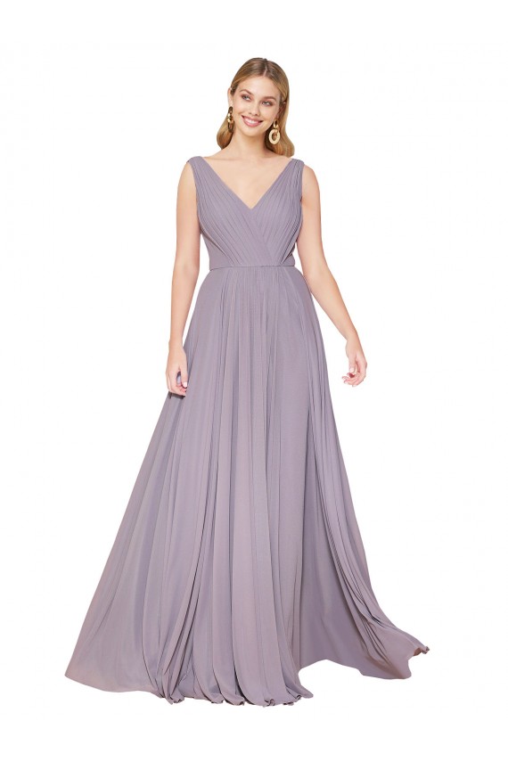 Sleeveless High Neck Soft Chiffon Dusty Rose Long Formal Evening Gown / Prom Dress / Bridesmaid Dress London