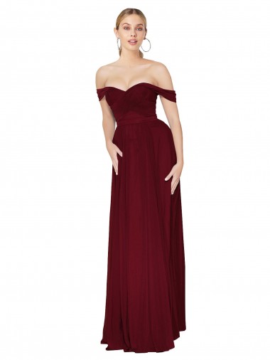 Sleeveless High Neck Soft Chiffon Burgundy Mermaid Long Formal Dress / Bridesmaid Dress London
