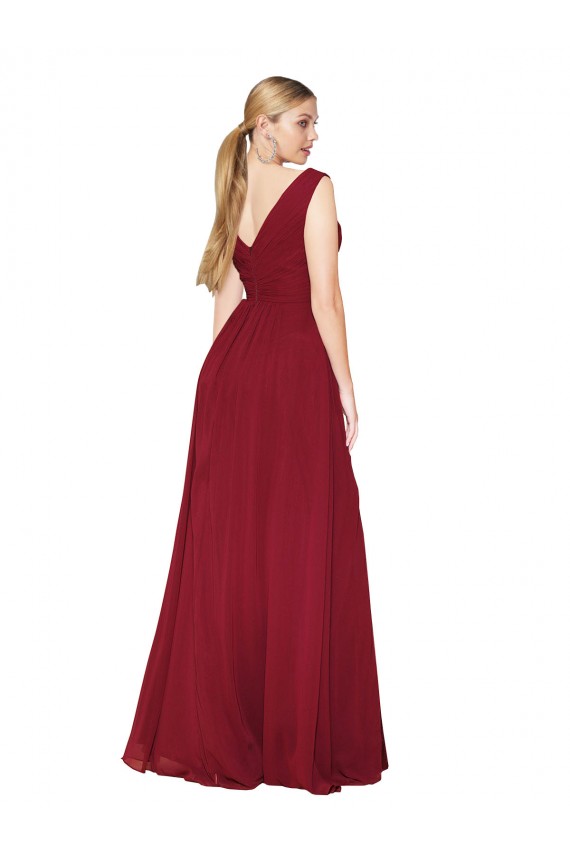 Sleeveless High Neck Soft Chiffon Burgundy Long Black Tie Evening Gown / Prom Dress / Bridesmaid Dress London