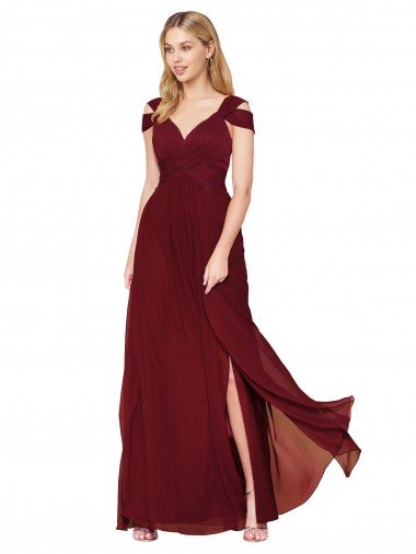 Sleeveless High Neck Soft Chiffon Burgundy Long Formal Evening Gown / Prom Dress / Bridesmaid Dress London