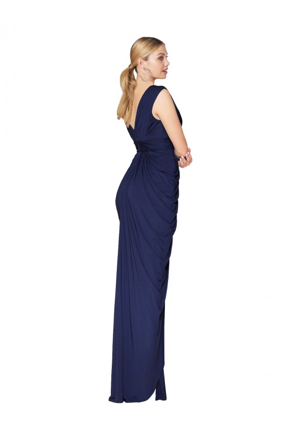 Sleeveless High Neck Soft Chiffon Dark Navy Long Formal Evening Gown / Prom Dress / Bridesmaid Dress London
