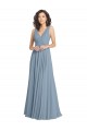 Sleeveless V-Neck Soft Chiffon Dusty Blue Long Bridesmaid Dress London