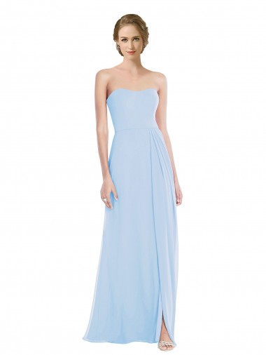 Sleeveless Sweetheart Soft Chiffon Light Sky Blue Long Formal Dress / Bridesmaid Dress London