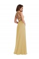 Sleeveless Halter Neck Soft Chiffon Gold Long Semi Formal Evening Dress / Bridesmaid Dress London
