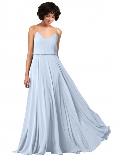 Sleeveless V-Neck Soft Chiffon Light Sky Blue Long Formal Dress / Bridesmaid Dress London