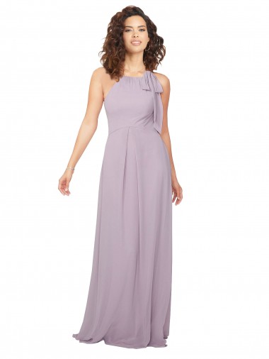 Sleeveless Halter Neck Chiffon Pink Glow Long Bridesmaid Dress / Evening Dress London